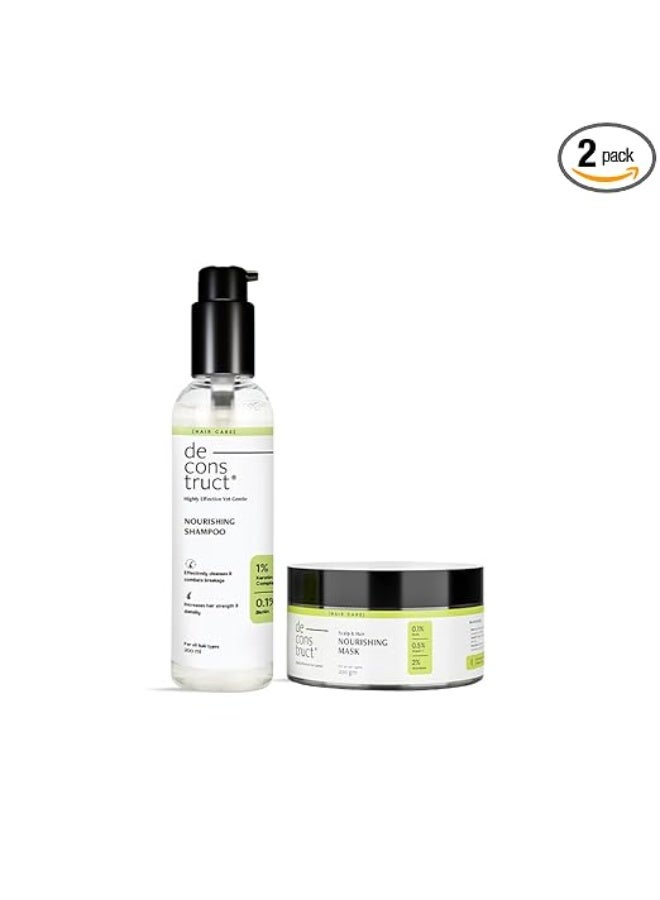 Deconstruct Nourishing Shampoo & Hair Mask Kit | With Keratin, Biotin, Vitamin F & Shea Butter | Deep Conditioning For Dry & Frizzy Hair | Prevents Hair Breakage | For Men & Women | 200ml + 200g - Image 1